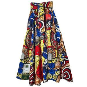 Rock Dashiki Maxi Skirt One Size Hikristie Wax Cotton Stretchy Pockets Womens